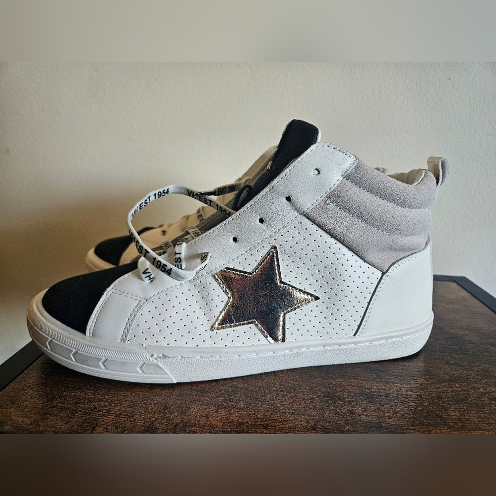 Vintage Havana White and Gold Star High-Top Sneakers Size 11 - Picture 4 of 6